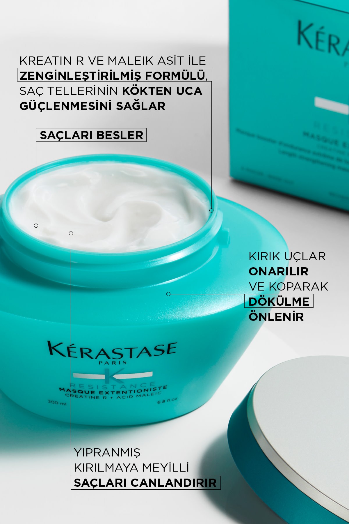 Kerastase Resistance Masque Extentioniste Daha Uzun Ve Güçlü Saçlar Için Onarıcı Maske 200 ml 