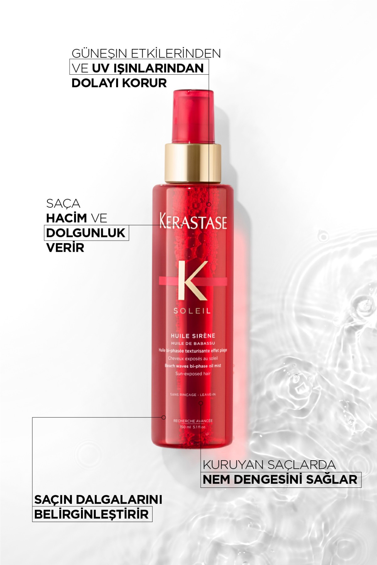 Kerastase Soleil Huile Sirene Plaj Güneş Yıpranmalarına Karşı  Etkili Sprey Yağ 150 ml