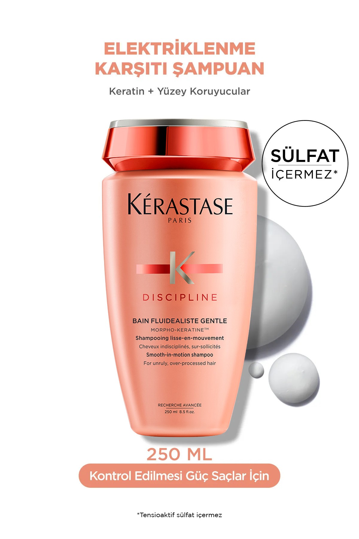 Kerastase Discipline Bain Fluidéaliste Sülfatsız Zor Şekillenen Saçlar Için Kontrol Sağlayan Elektriklenme Karşıtı Şampuan 250 ml