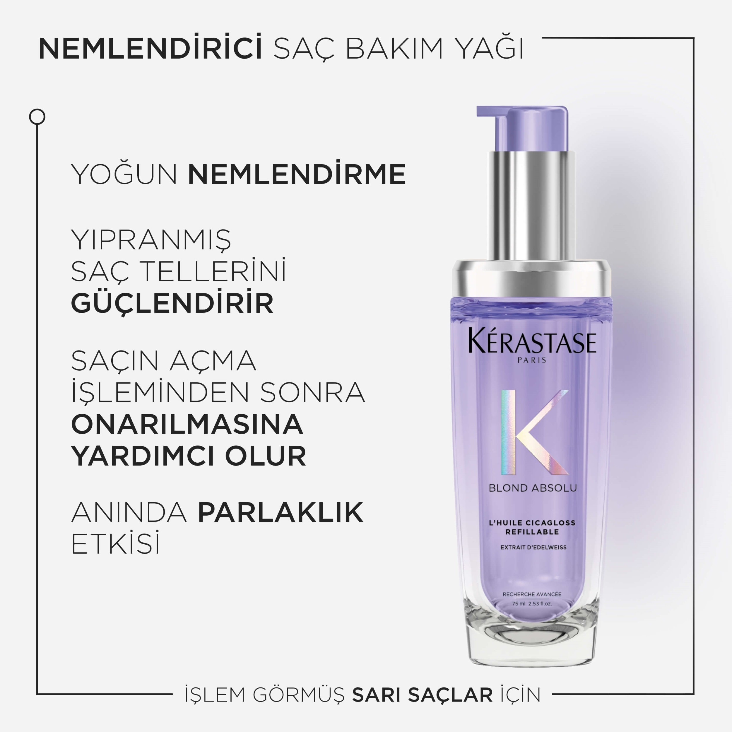 Kerastase Blond Absolu L'huile Cicagloss Sarı Saçlar Için Nemlendirici Saç Bakım Yağı 75 ml