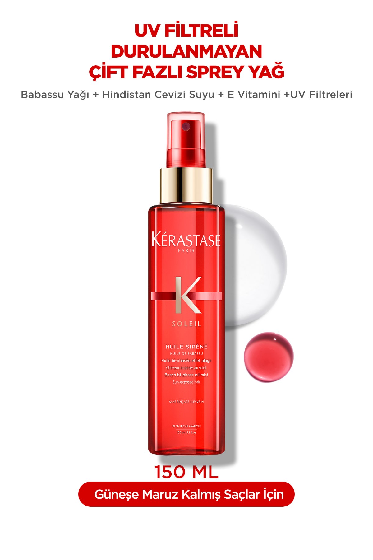 Kerastase Soleil Huile Sirene Plaj Güneş Yıpranmalarına Karşı  Etkili Sprey Yağ 150 ml