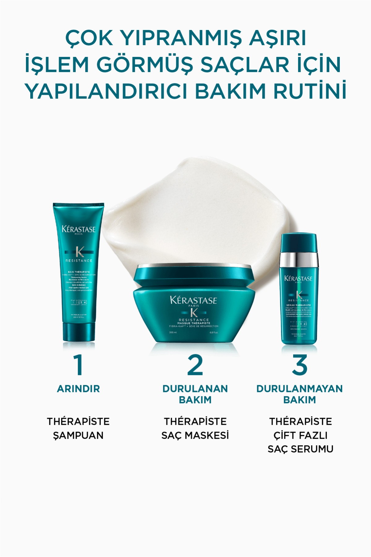 Kerastase Resistance Therapiste Aşırı Yıpranmış Saçlar İçin Şampuan 250ML+MASKE 200ML+SERUM 30ML