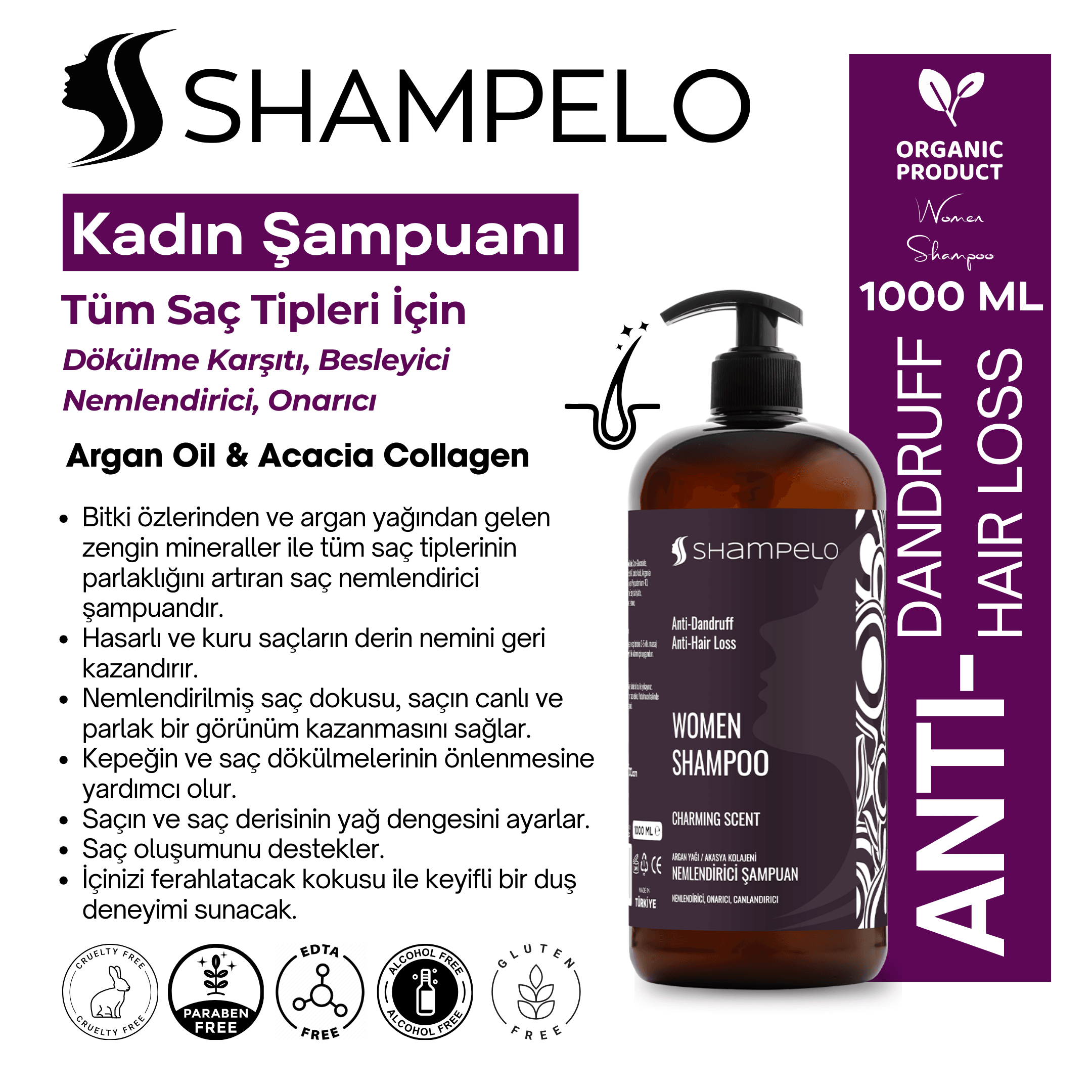 Shampelo Kadın Saç Şampuanı 1 LT