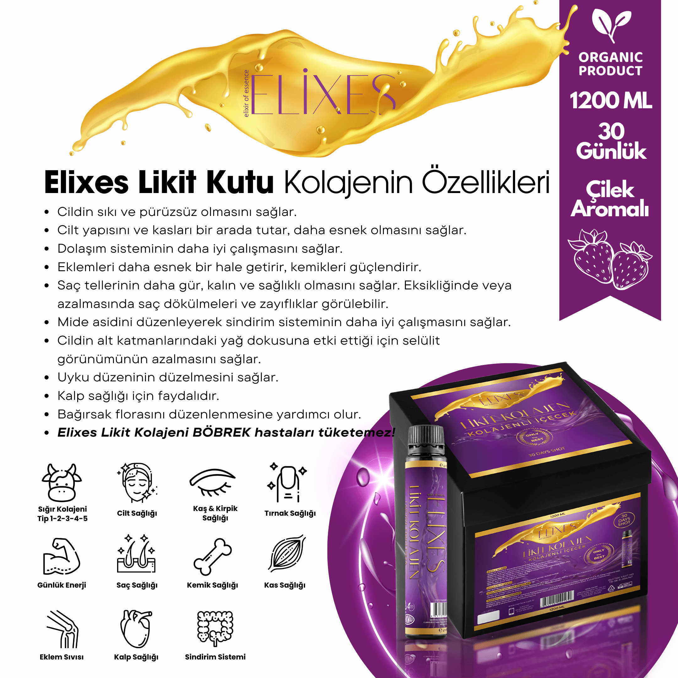 Elixes Likit Sığır Kolajenli İçecek 30'lu Kutu