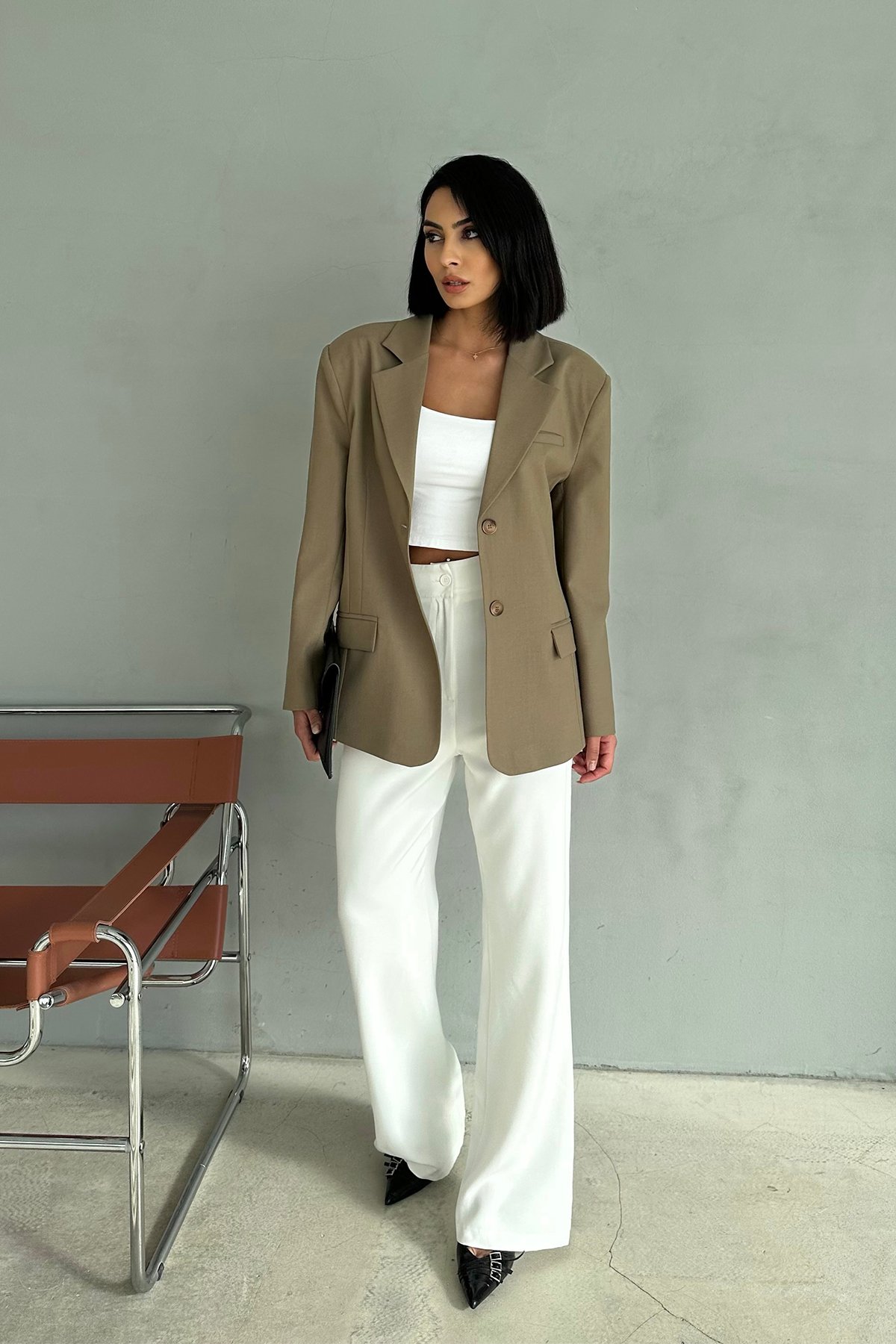 Oversize Vatkalı Blazer Ceket