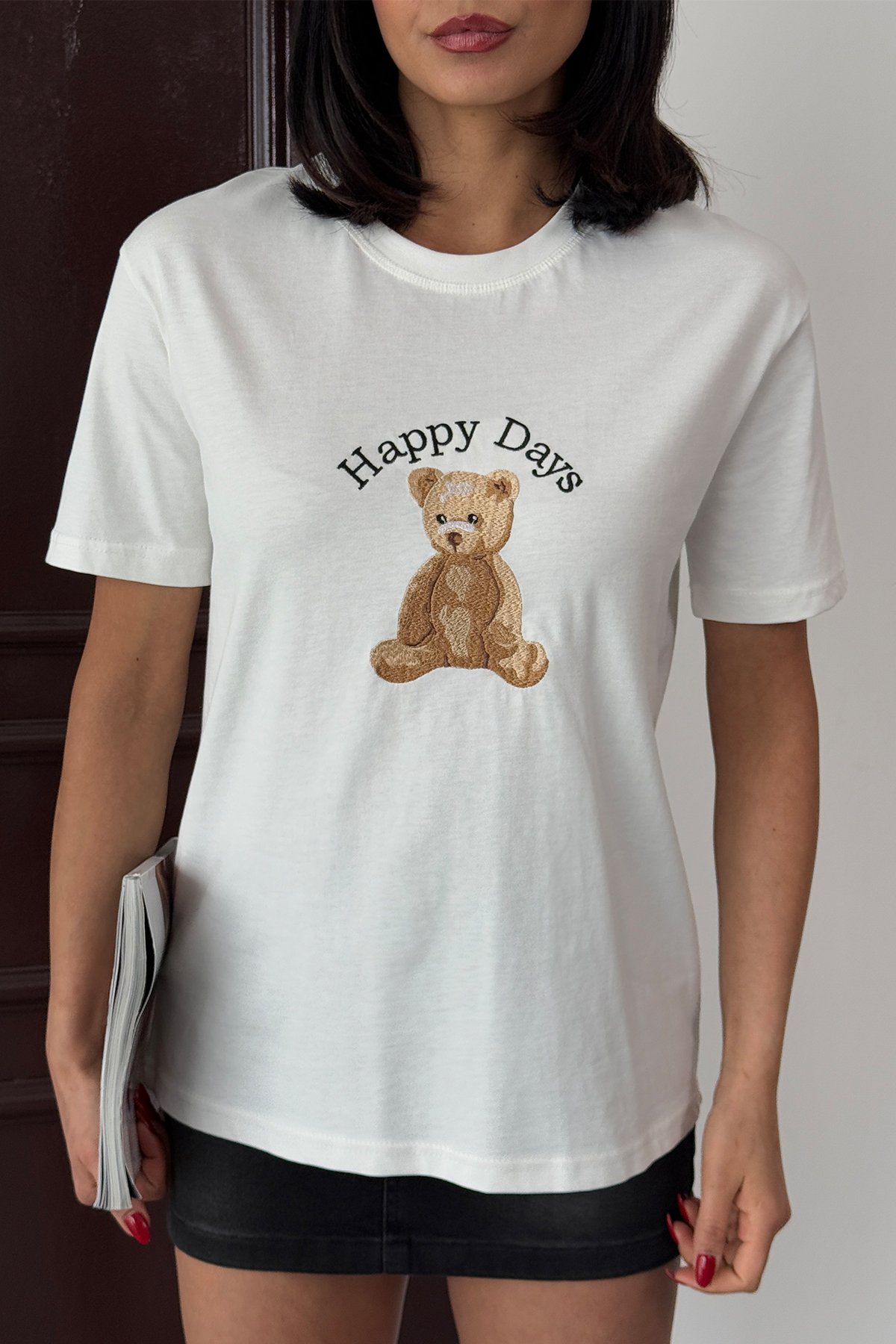Happy Days Nakış İşlemeli Basic Tişört