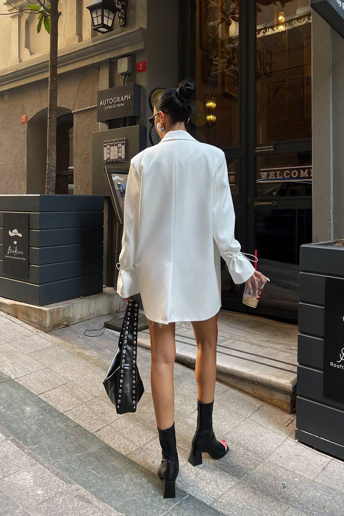 Kol Büzgülü Tasarım Oversize Blazer Ceket