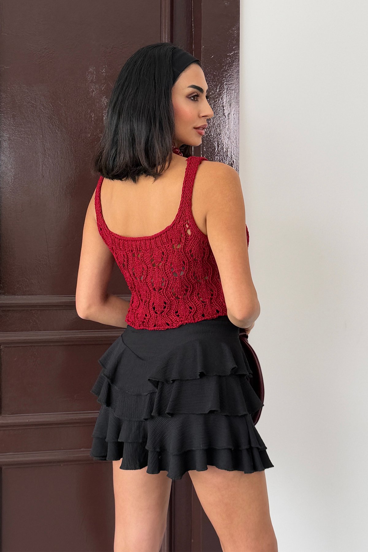 Örme Askılı Crop Bluz