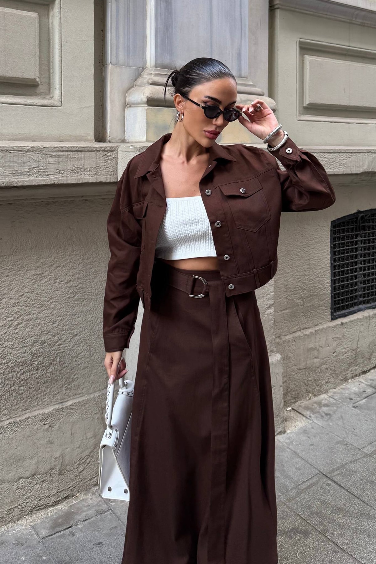 Tasarım Yırtmaçlı Etek Ceket Kadın Takım