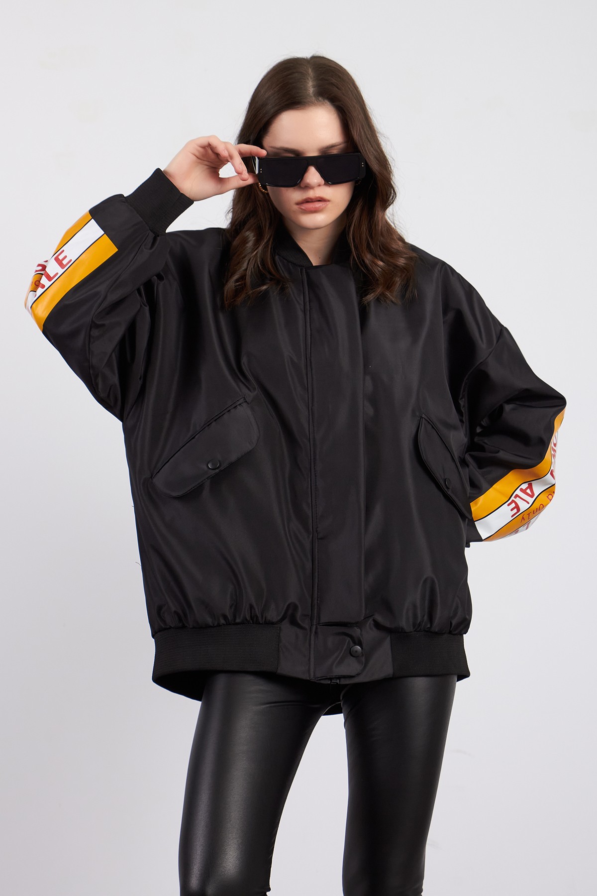 Siyah Sırt Baskılı Unisex Bomber Ceket