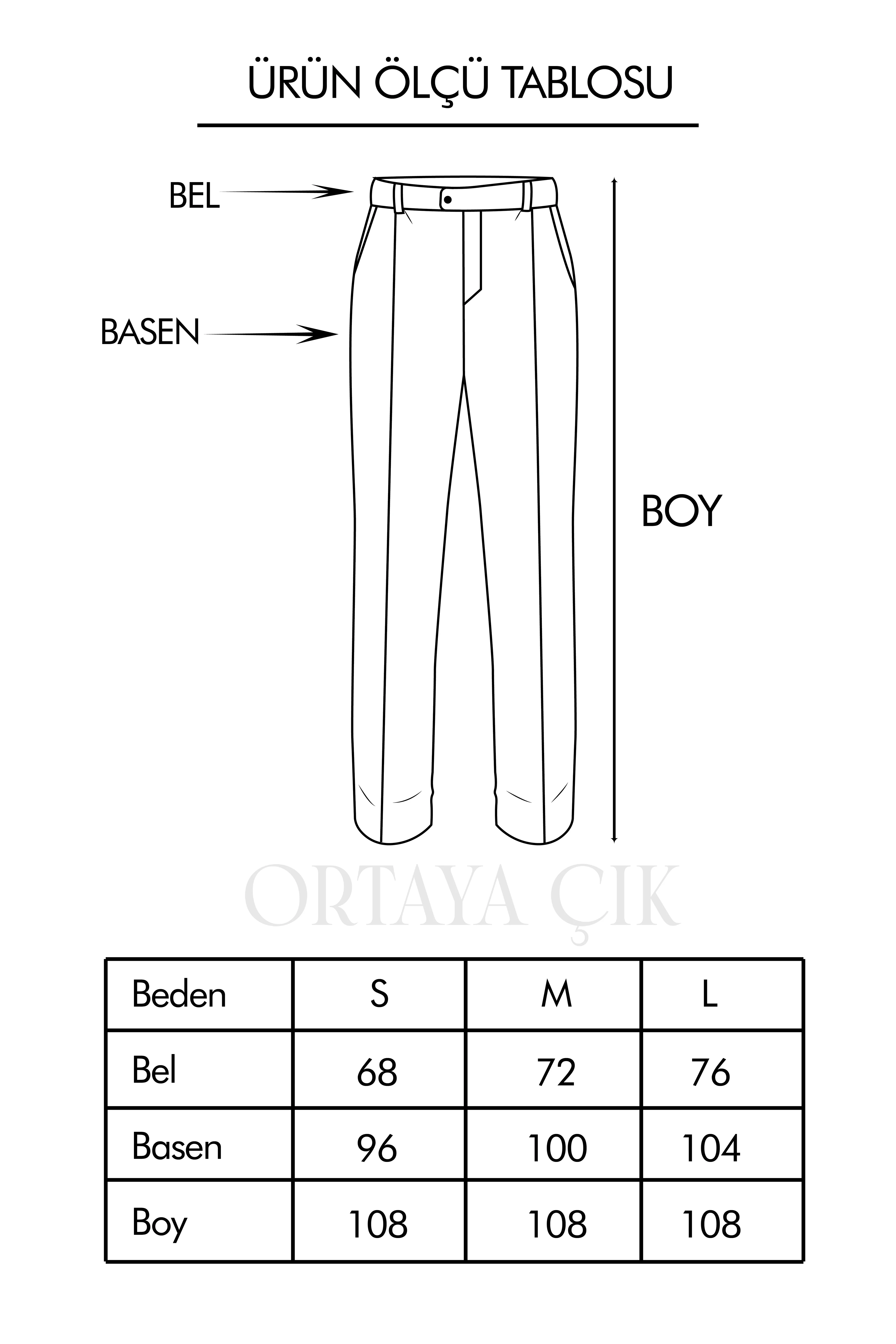 Slopetli Beli Lastikli Kumaş Palazzo Pantolon