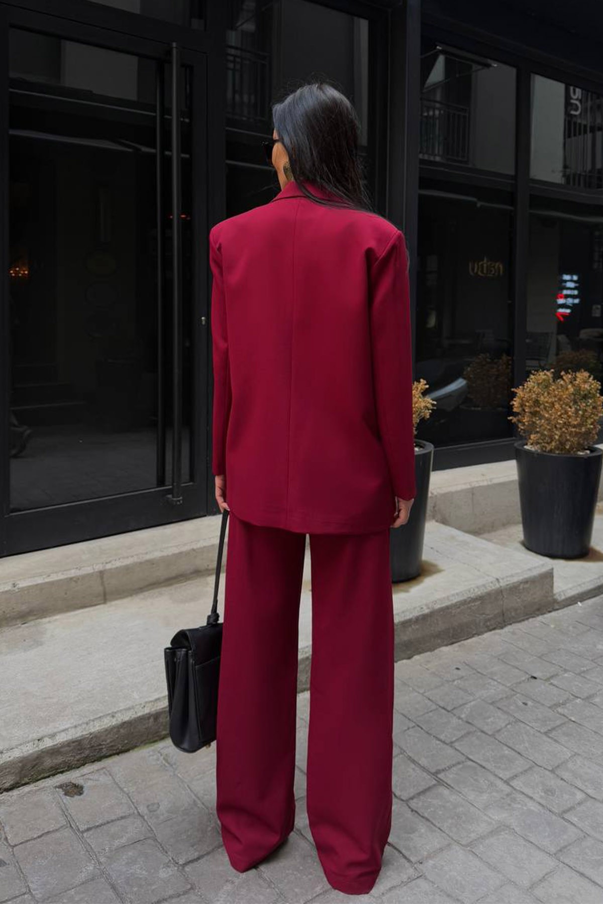 Blazer Ceket Bluz Palazzo Pantolon 3'lü Takım Elbise