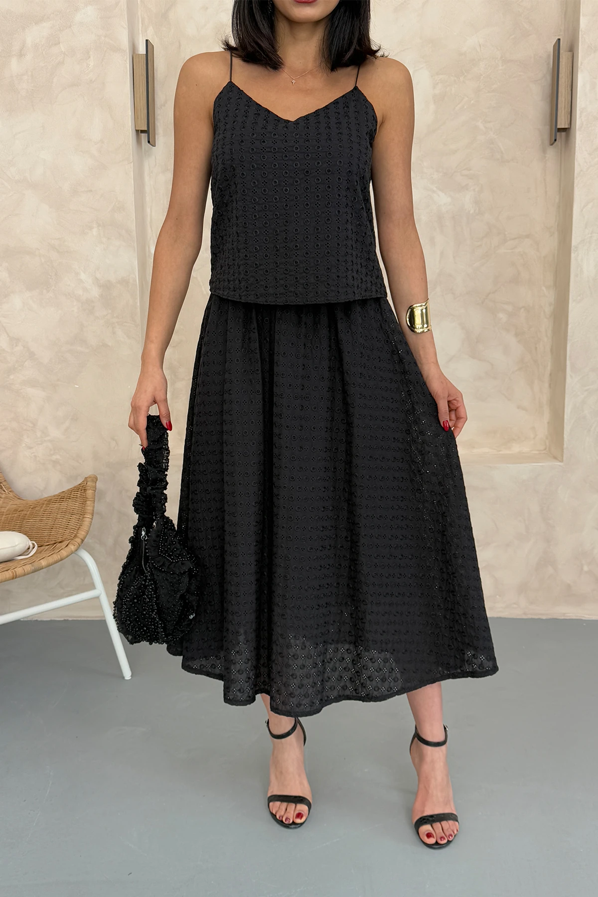 Fisto Kumaş Bluz Etek Takım