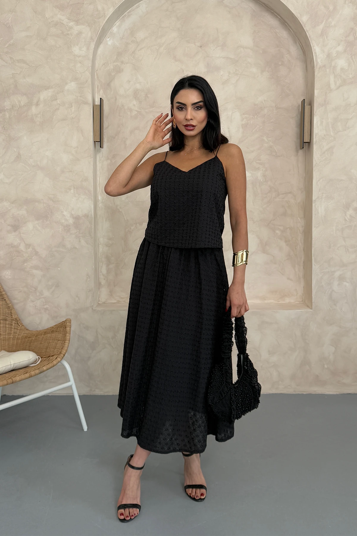 Fisto Kumaş Bluz Etek Takım