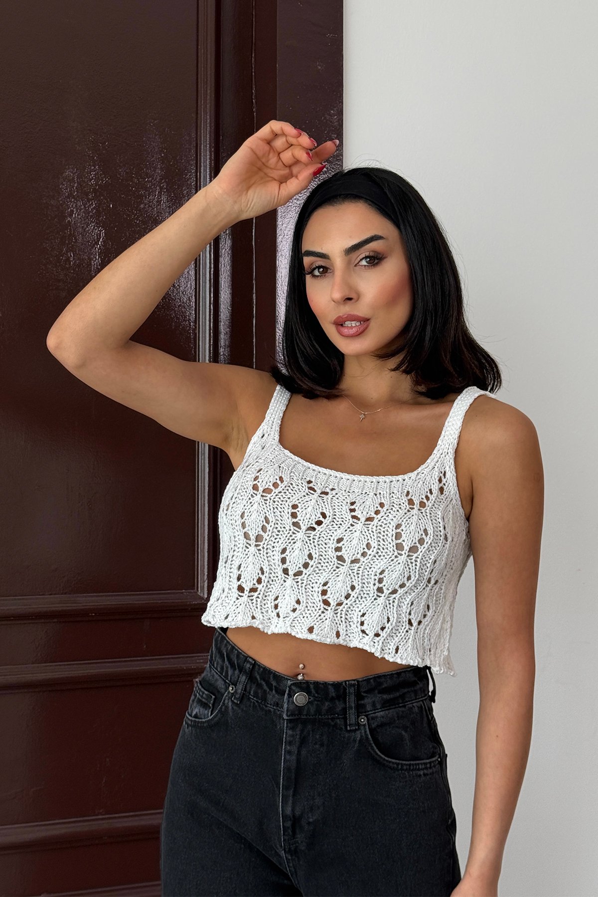 Örme Askılı Crop Bluz