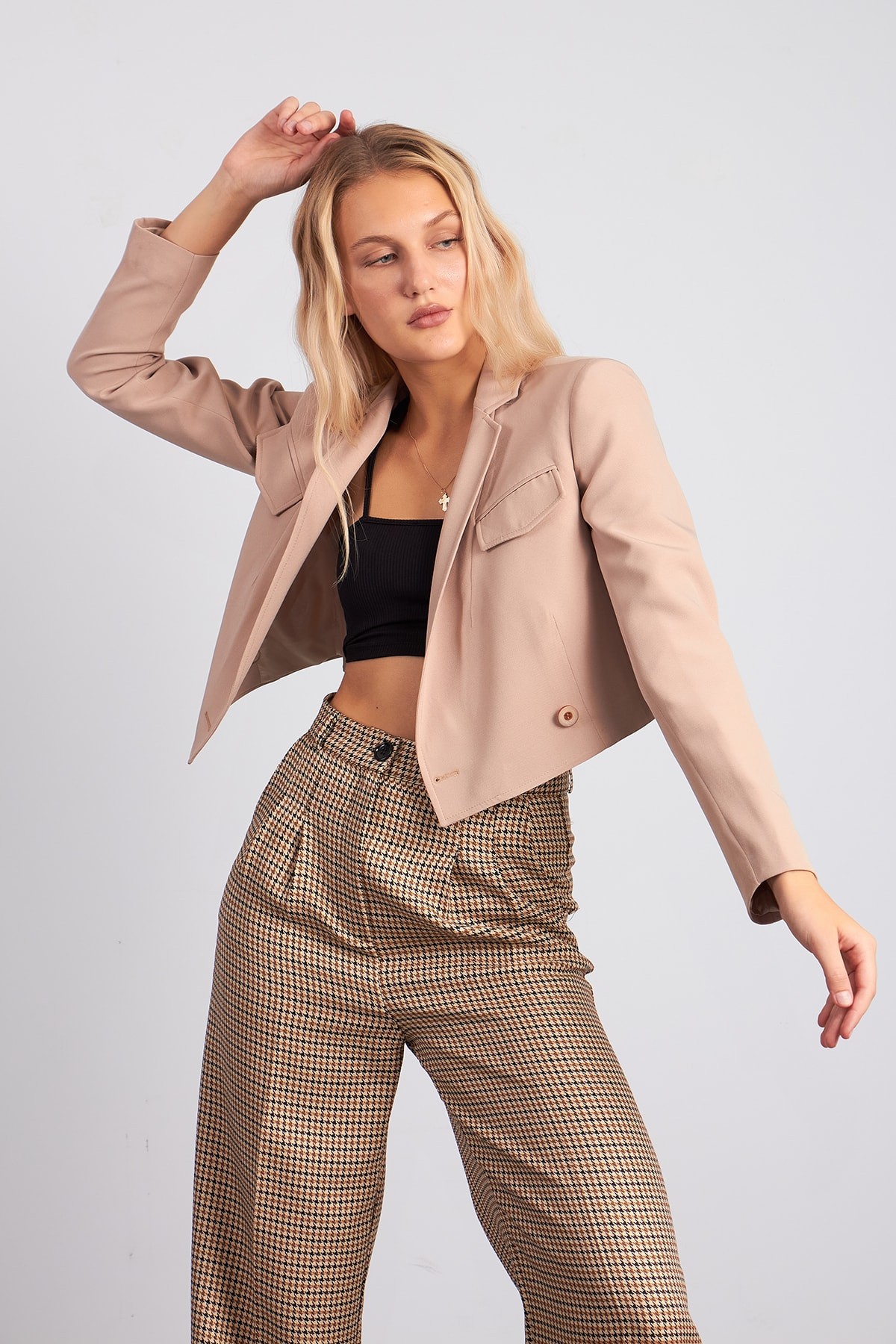 Kruvaze Blazer Crop Ceket