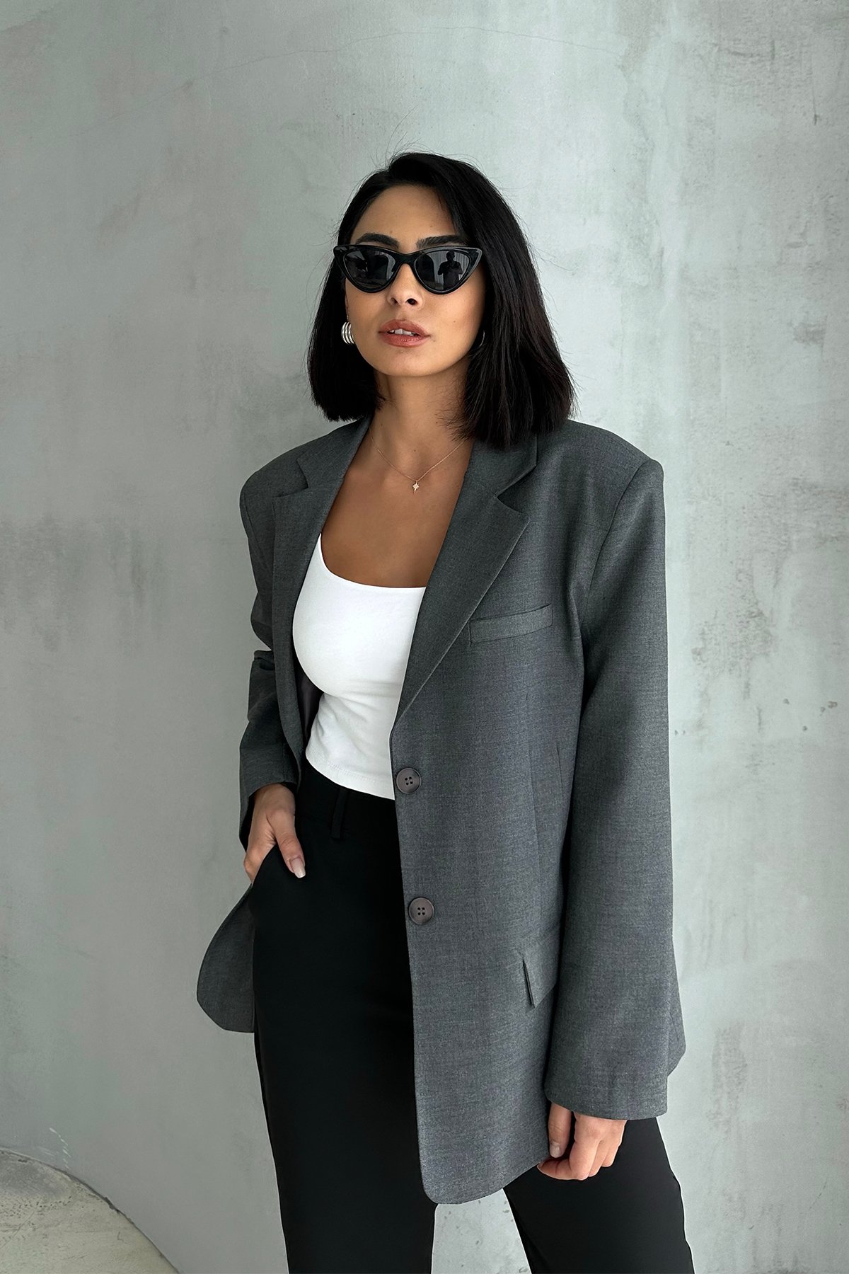 Oversize Vatkalı Blazer Ceket