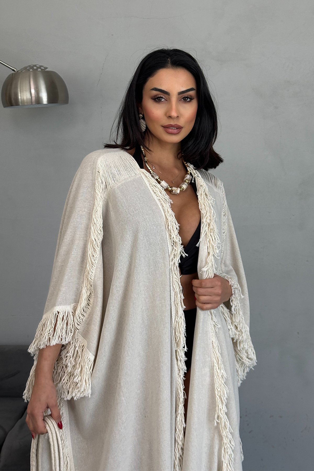 Taş Püskül Tasarımlı Kimono