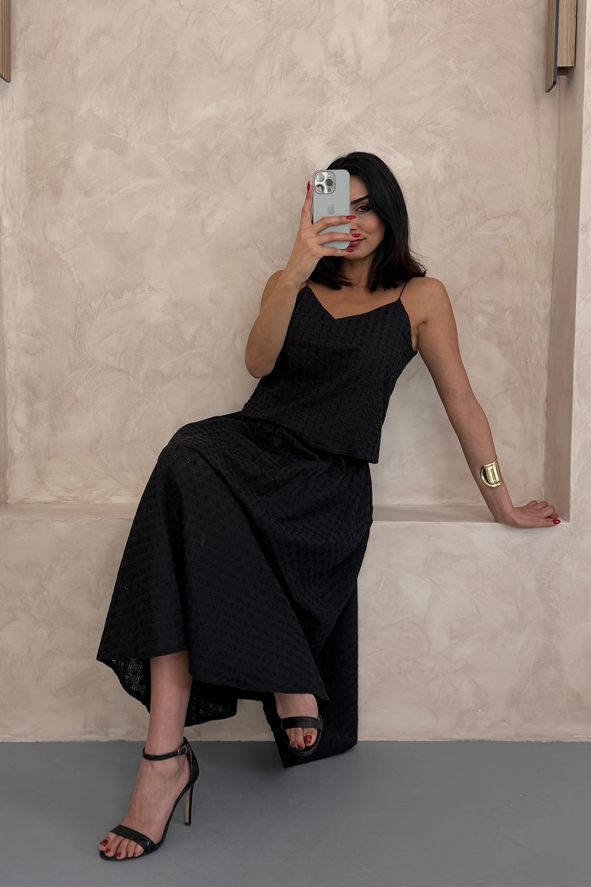 Fisto Kumaş Bluz Etek Takım