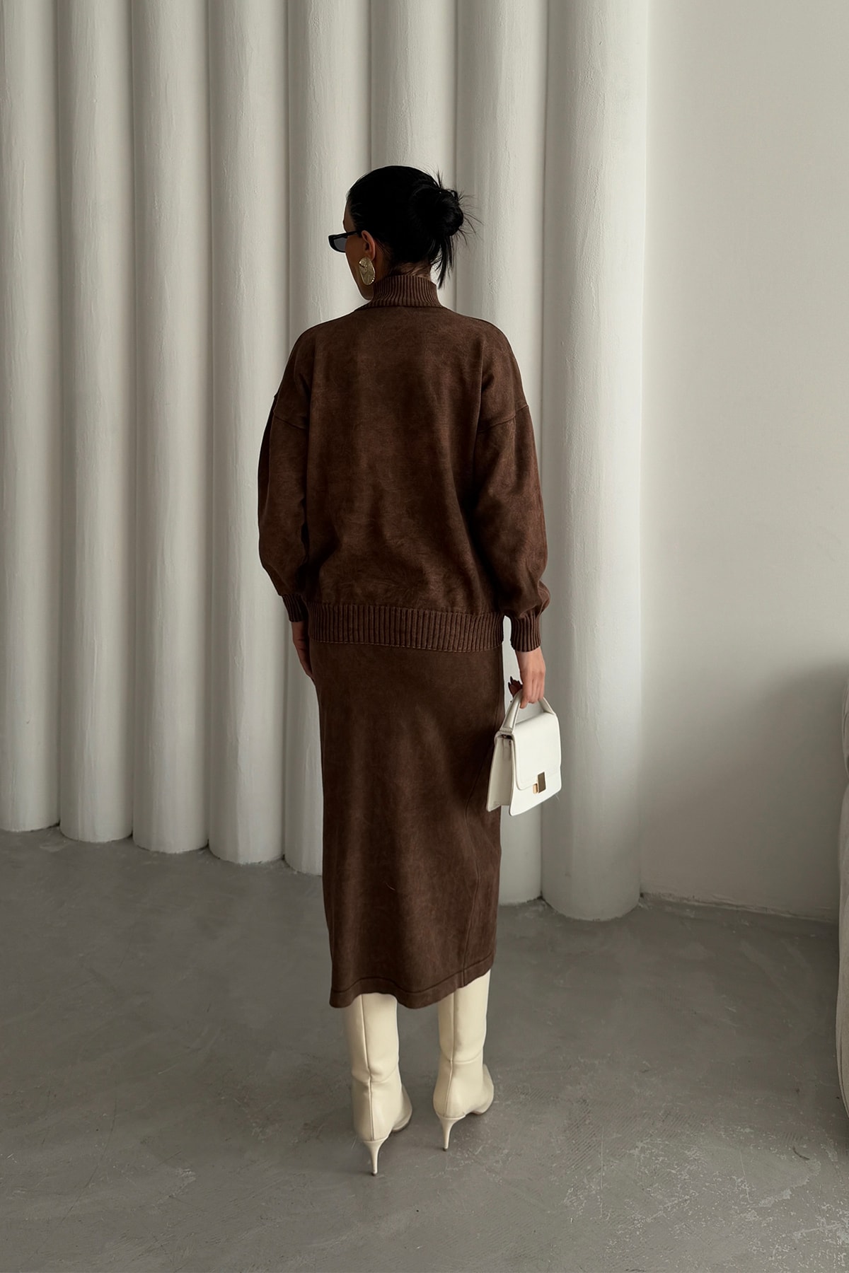 Yıkamalı Etekli Triko Takım