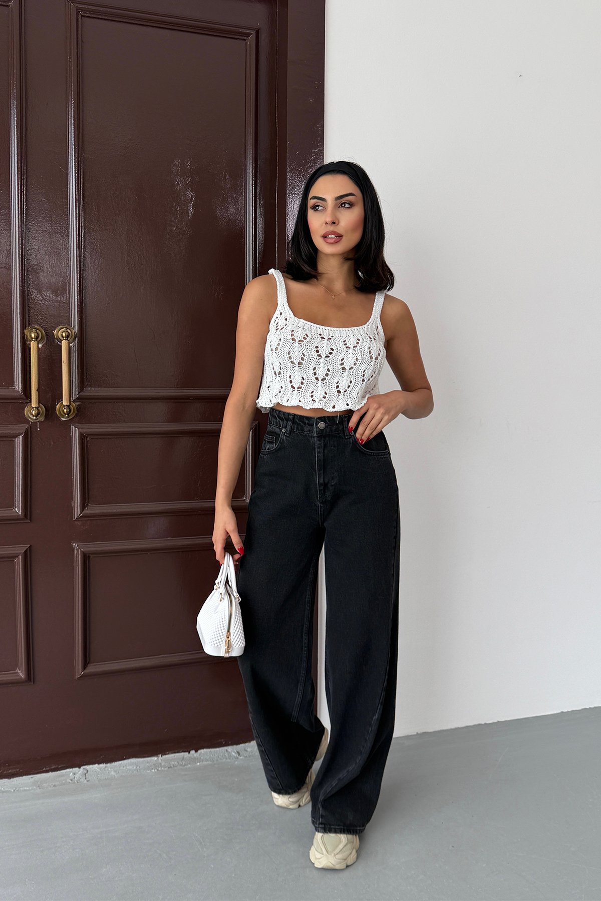 Örme Askılı Crop Bluz