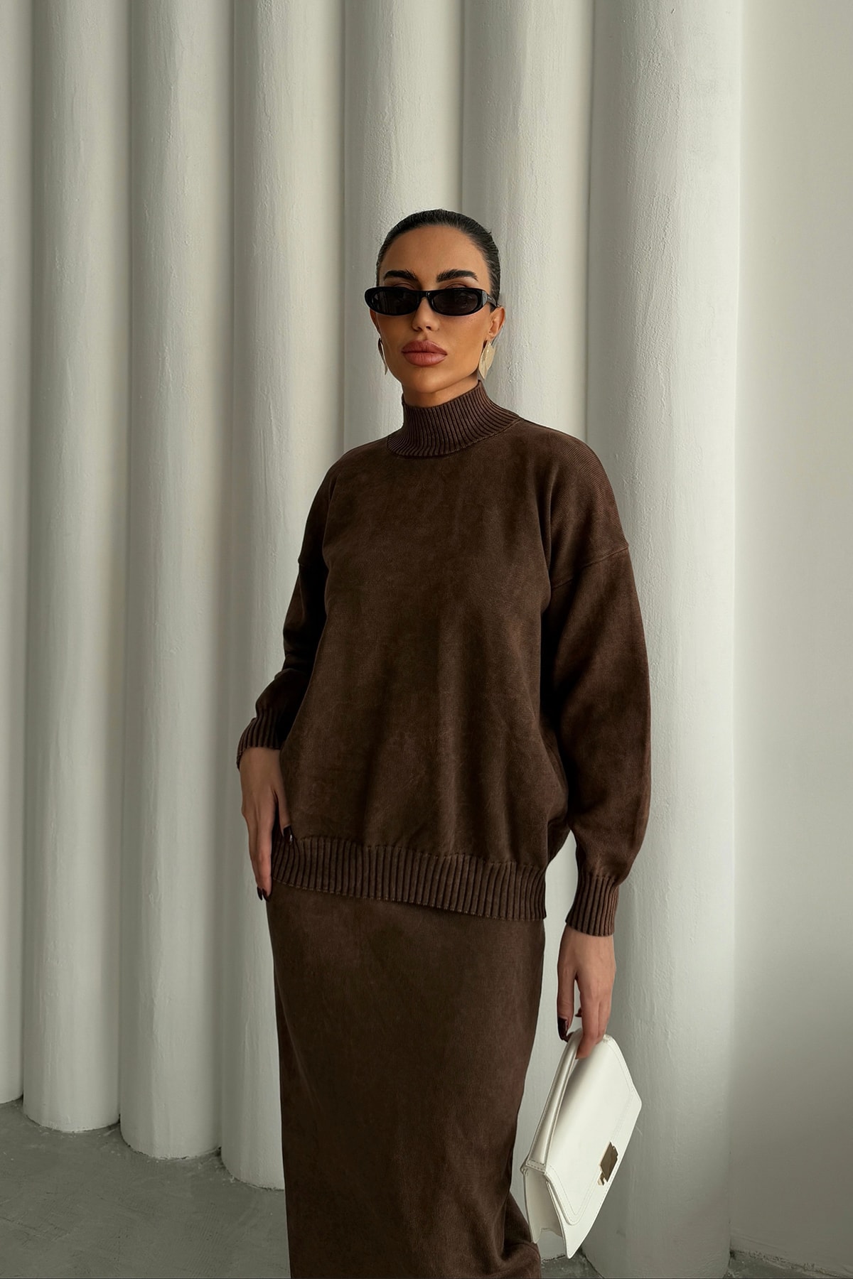 Yıkamalı Etekli Triko Takım