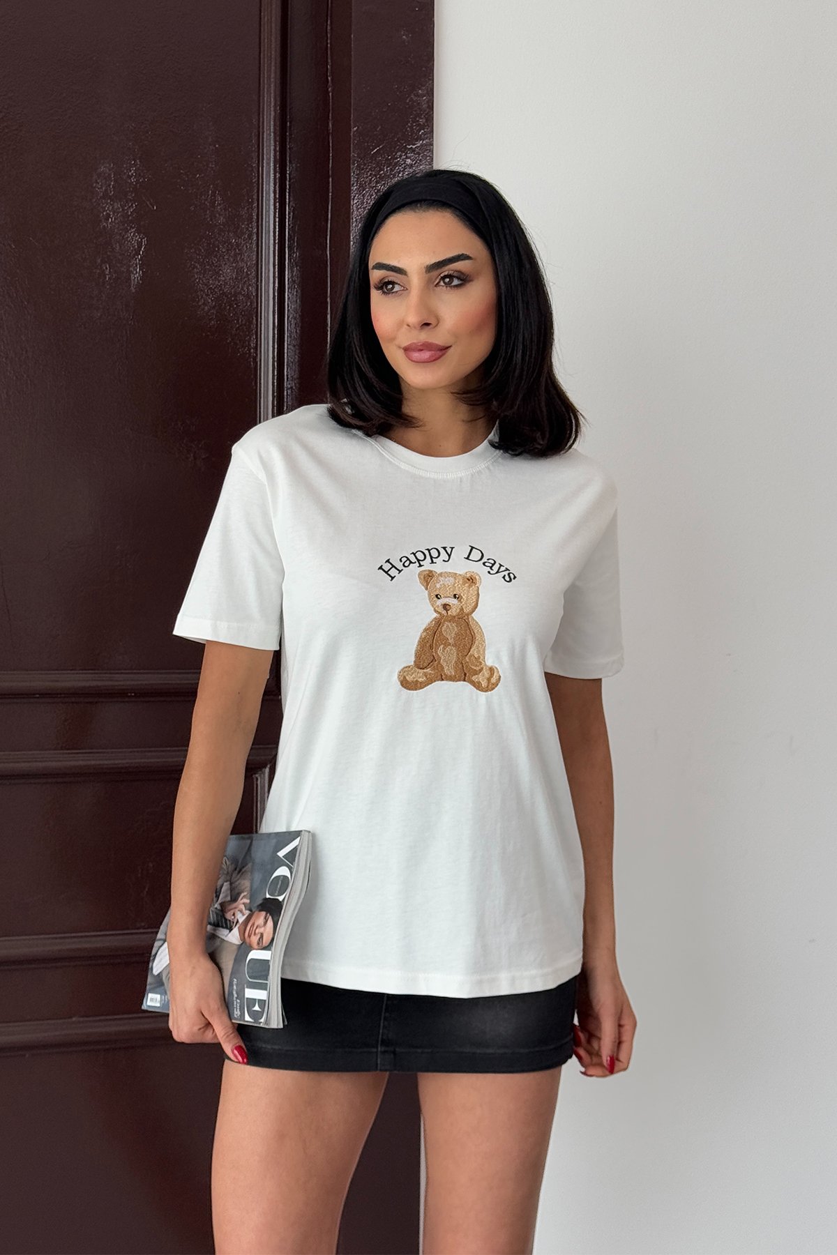 Happy Days Nakış İşlemeli Basic Tişört