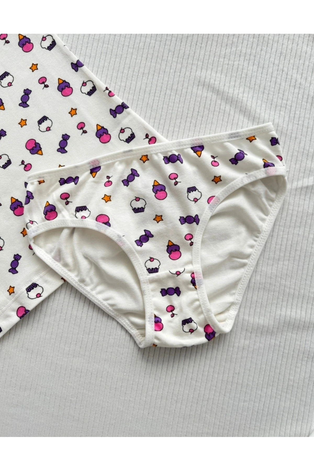 ALYA UNDERWEAR Kız Çocuk Baskılı Ip Askılı Atlet Ve Slip Takımı