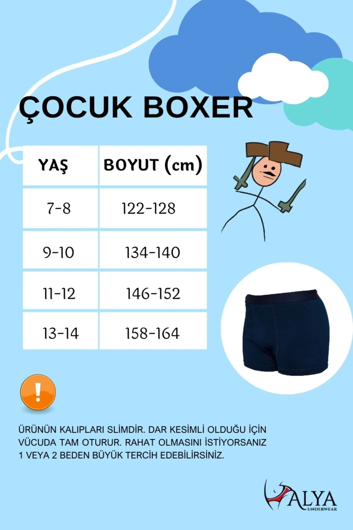 ALYA UNDERWEAR Erkek Çocuk Boxer Short 4'lü Paket Siyah - Gri Melanj - Lacivert - Yeşil