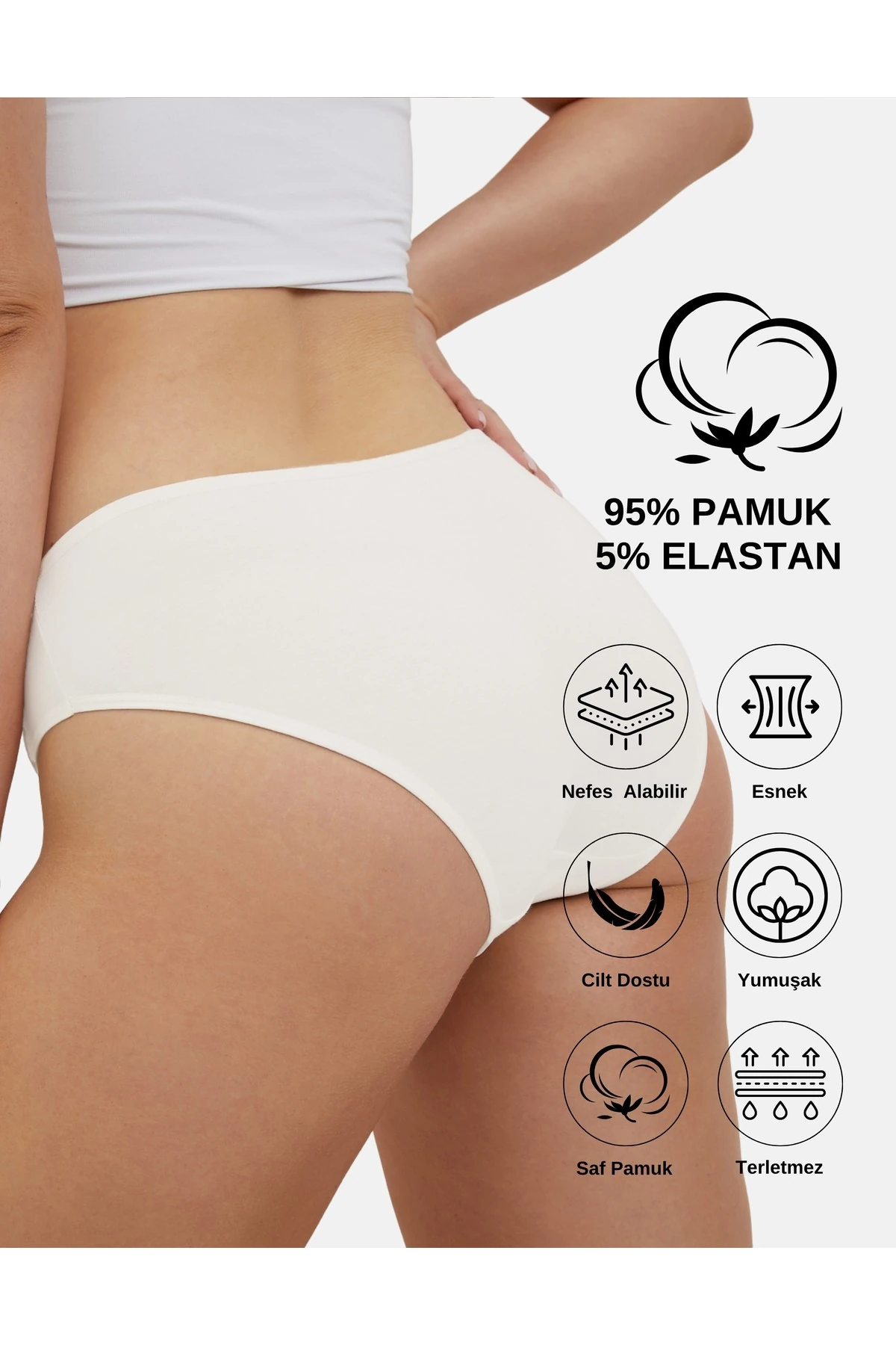 ALYA UNDERWEAR Anne Kız Kombin Pamuklu Külot - Beyaz Slip İç Çamaşırı - 5'li Paket