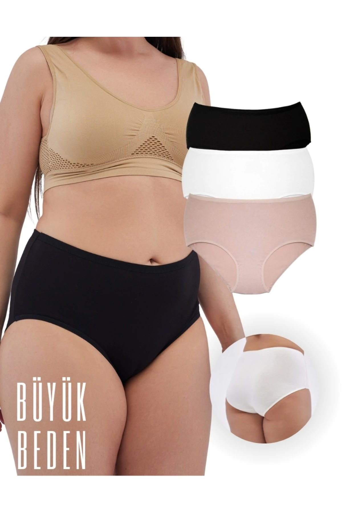 ALYA UNDERWEAR Kadın Battal Külot - 3 Adet Siyah (8XL, 9XL, 10XL)