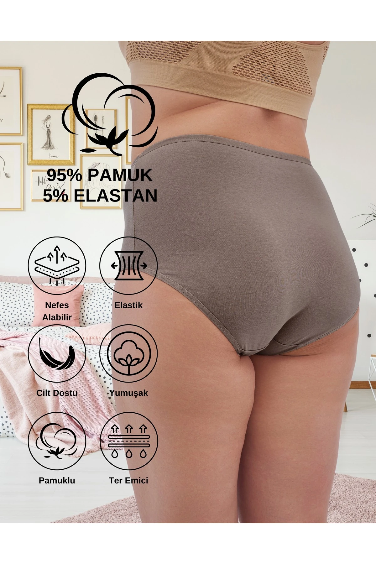 ALYA UNDERWEAR Kadın Extra Battal Külot - 5 Adet Beyaz (8XL, 9XL, 10XL)