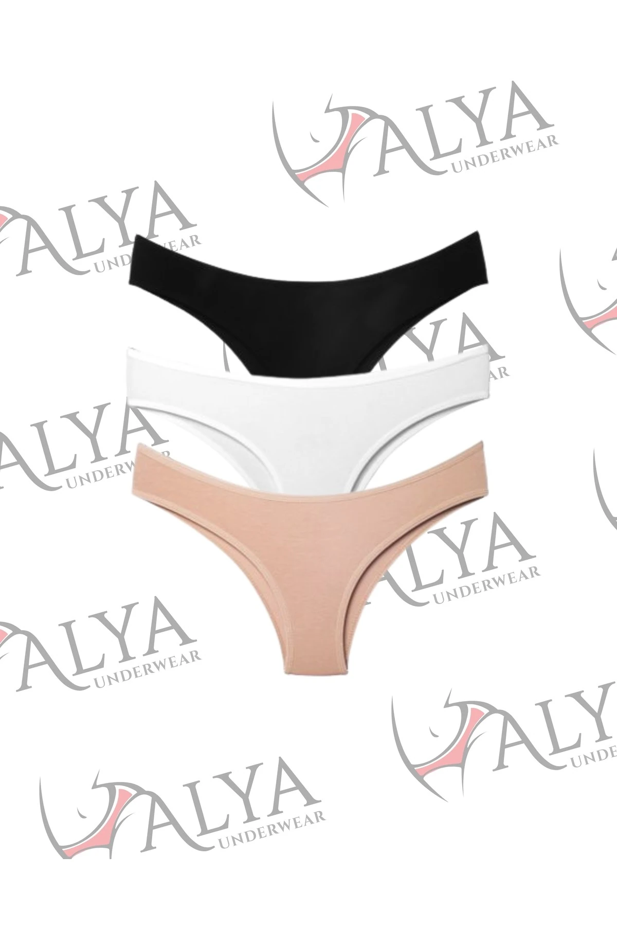 ALYA UNDERWEAR Kadın Brazilian Külot 3 Adet (BEYAZ)
