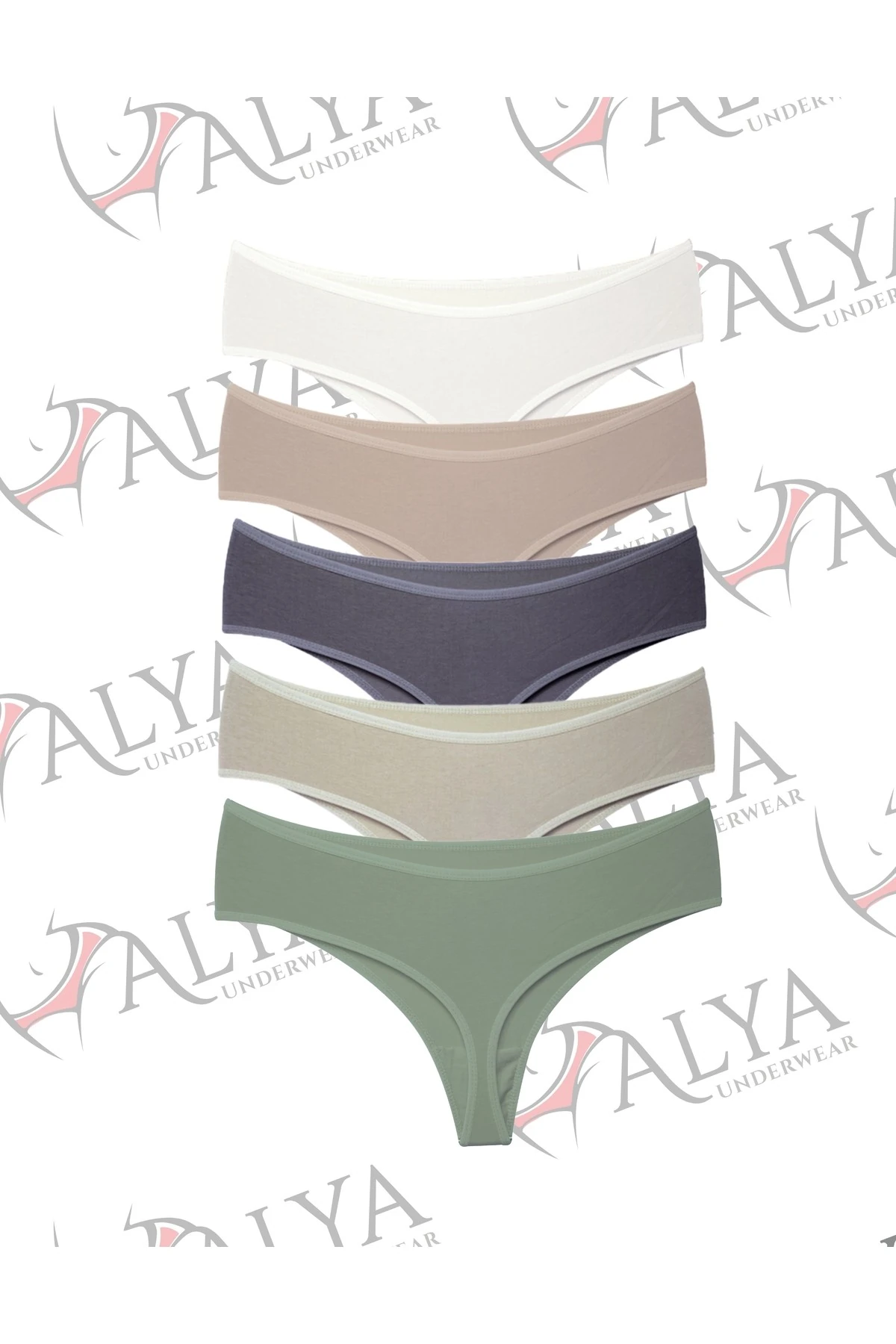 ALYA UNDERWEAR Kadın Külot Yüksek Bel Tanga, Toparlayıcı - 2 Siyah, 1 Beyaz, 2 Ten (s, M, L, Xl, 2xl ) - 5 Adet