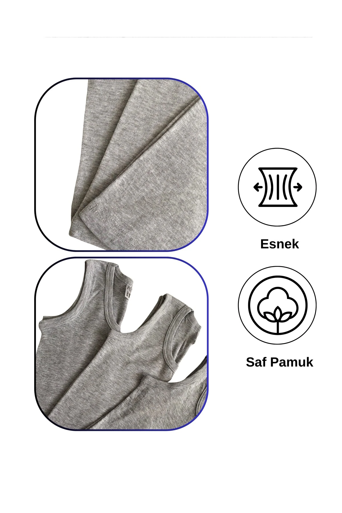 ALYA UNDERWEAR Erkek Çocuk Pamuk Ribana Atlet Oval Yaka 3'lü Paket - 3 Adet Beyaz
