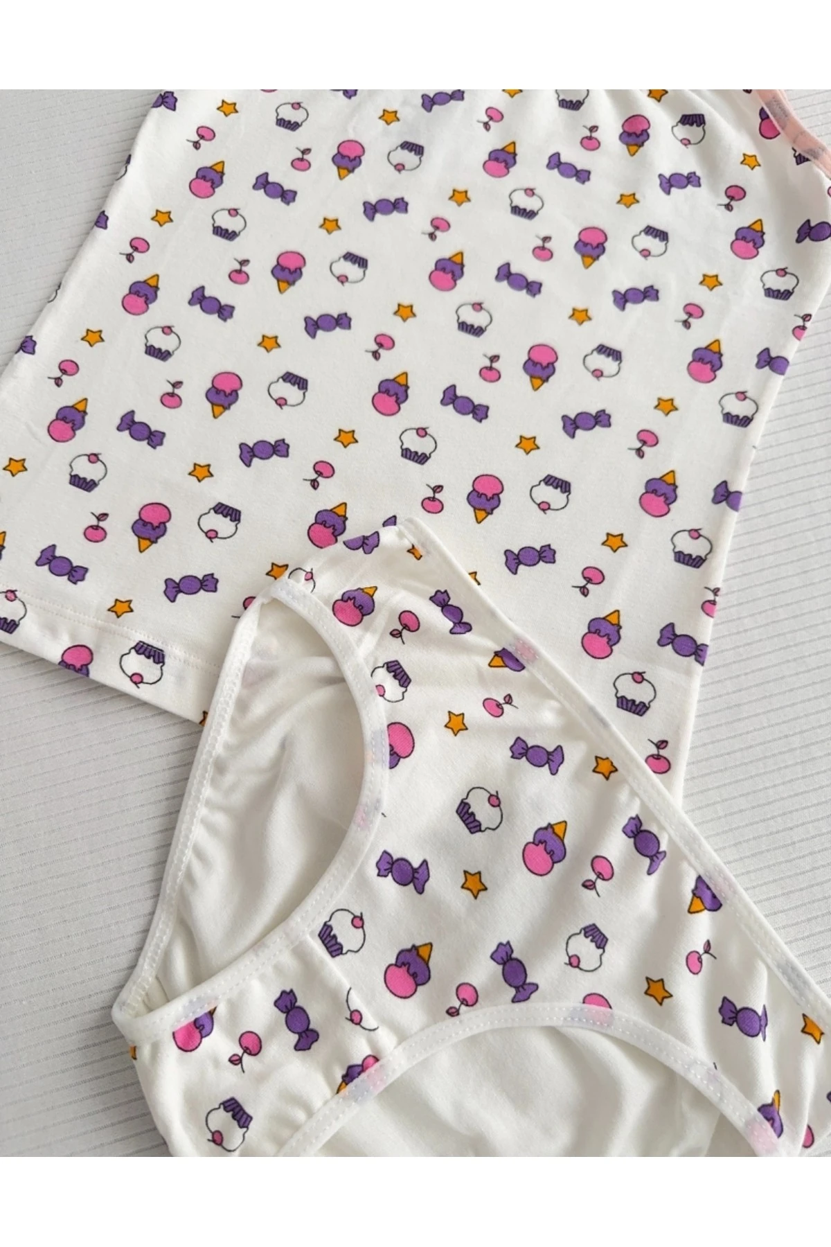 ALYA UNDERWEAR Kız Çocuk Baskılı Ip Askılı Atlet Ve Slip Takımı