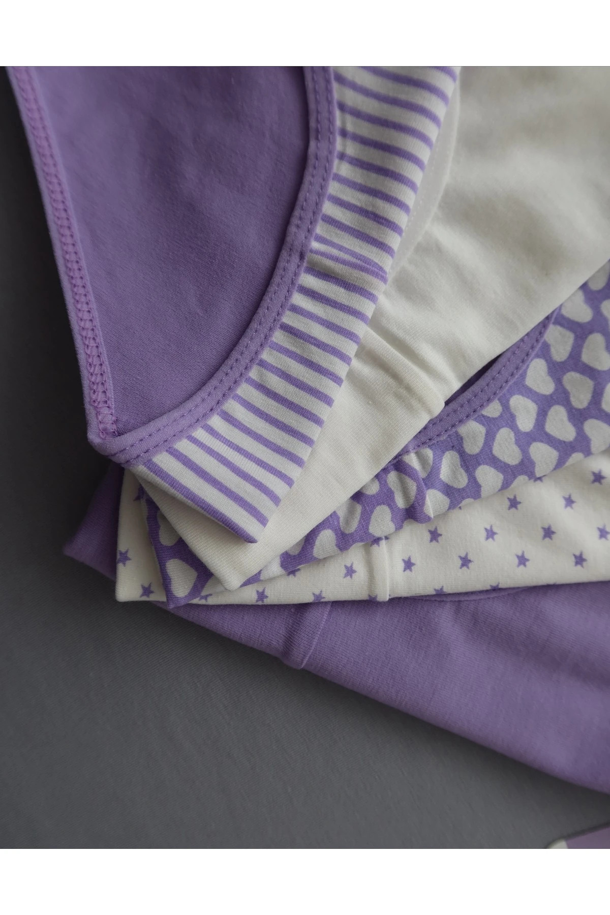 ALYA UNDERWEAR Kız Çocuk Kalpli Dokuma Lastik Pamuklu Kumaş Slip Külot 5'li Paket ( 5 Adet Beyaz)