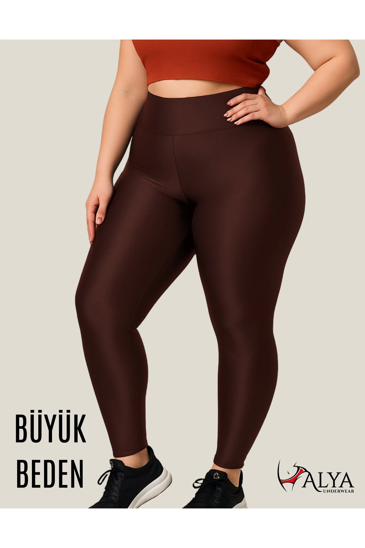 ALYA UNDERWEAR Büyük Beden Tayt Dalgıç Kumaş Yüksek Bel