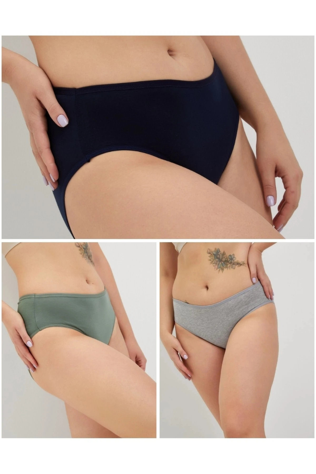 ALYA UNDERWEAR Kadın Renkli Bato Hipster Külot (XL, 2XL, 3XL, 4XL) 7’li Paket Y15