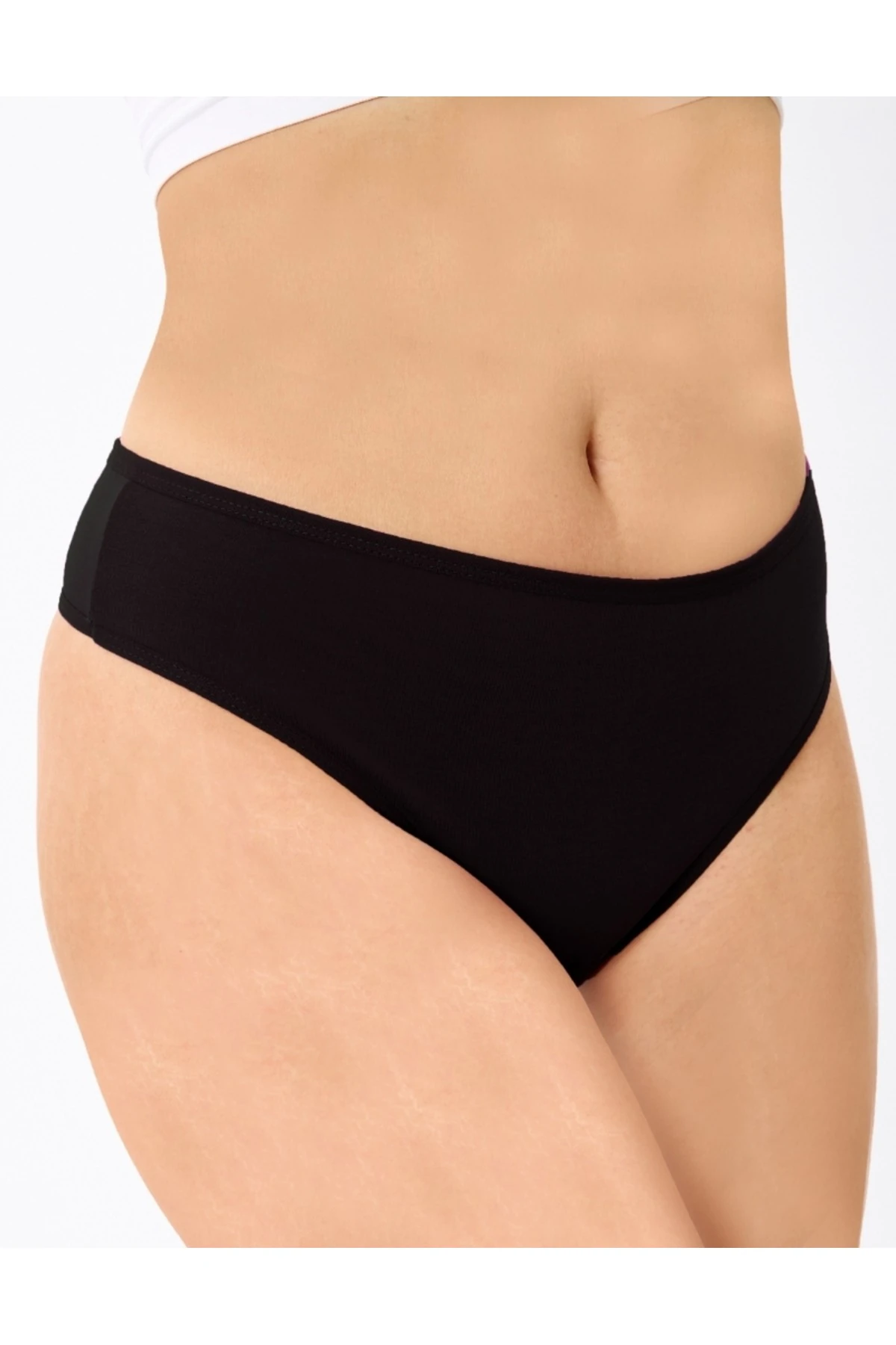 ALYA UNDERWEAR Kadın Bato Tanga Pamuklu Külot, Büyük Beden String, 5'li Paket- 2 Siyah, 1 Beyaz, 2 Ten