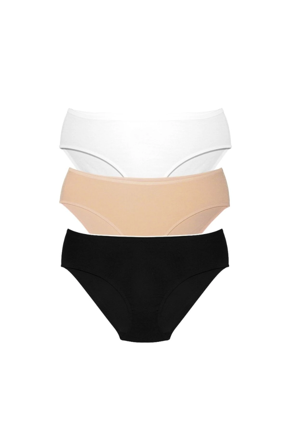 ALYA UNDERWEAR Kadın Pamuklu Bato Kesim Külot - 3 Adet Beyaz - 3'lü Paket