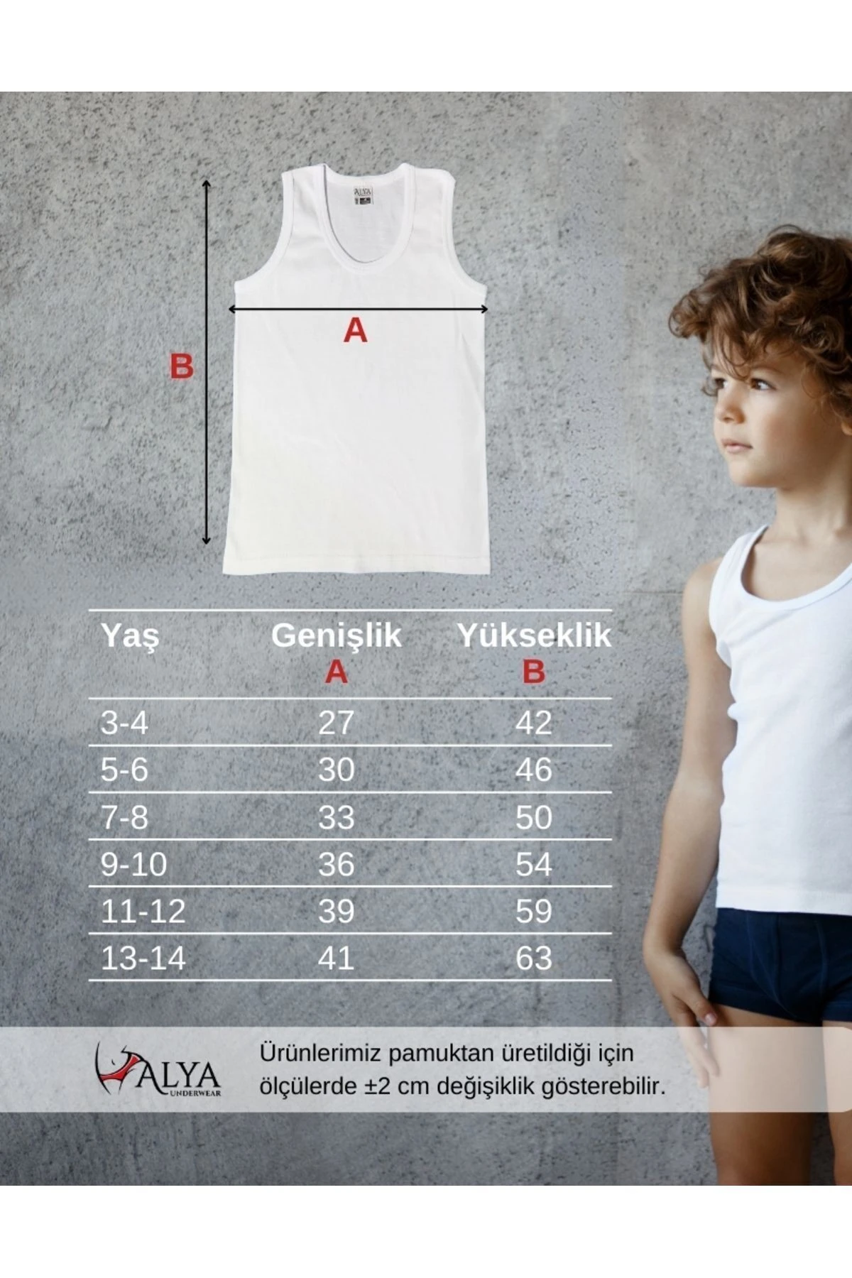 ALYA UNDERWEAR Erkek Çocuk Pamuk Ribana Atlet Oval Yaka 3'lü Paket - 3 Adet Beyaz