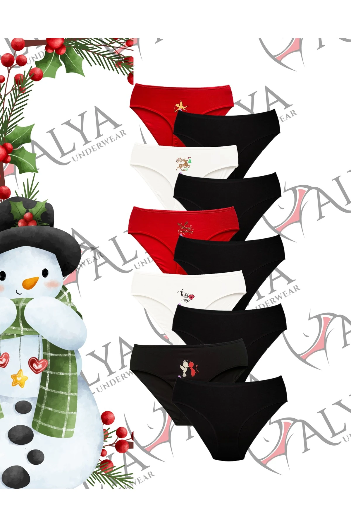 ALYA UNDERWEAR Kadın Külot Basic Slip Renkli Pamuklu Iç Çamaşırı 10'lu Paket ( Multicolor-x32 )