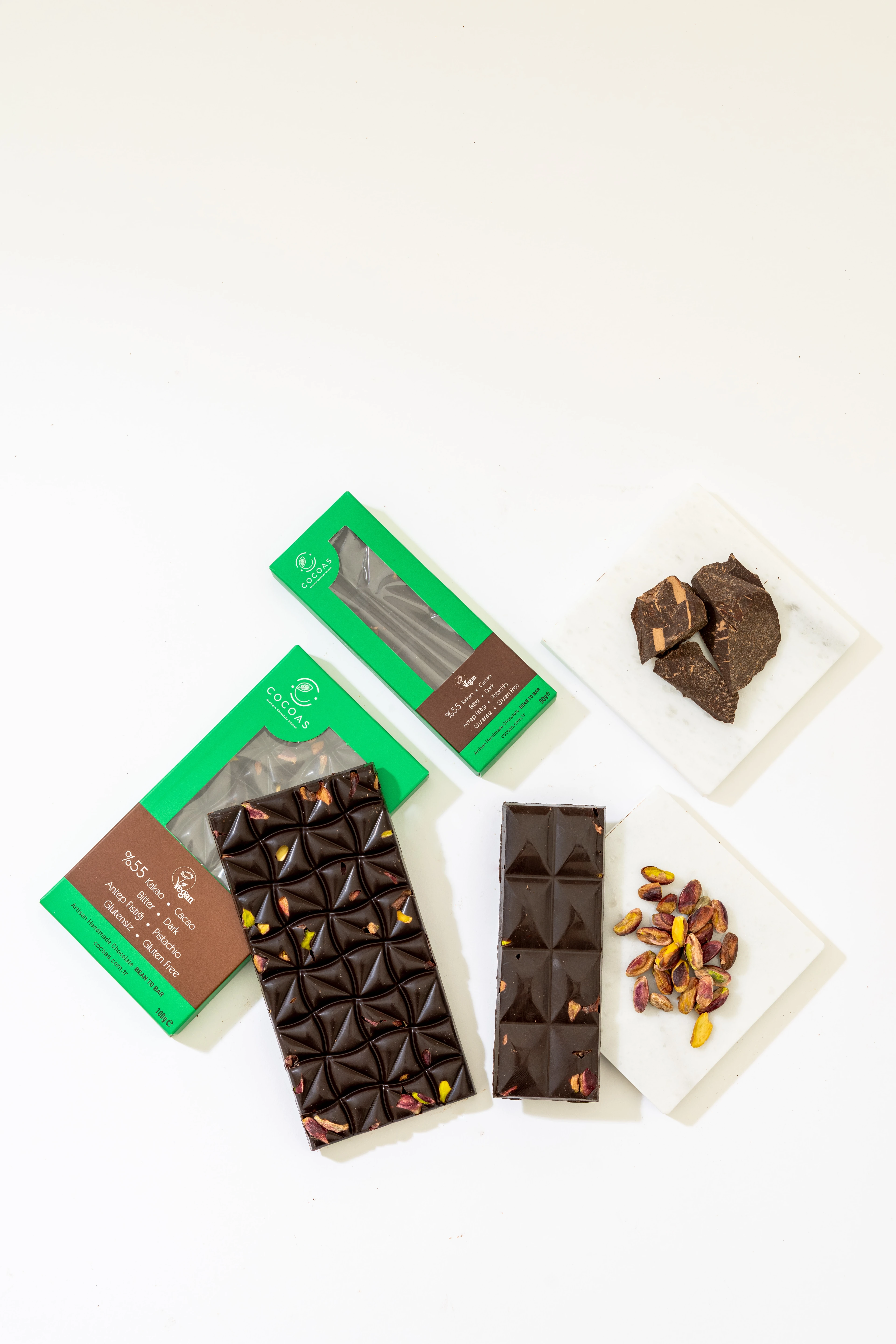 Antep Fıstıklı Vegan Bitter Tablet Çikolata