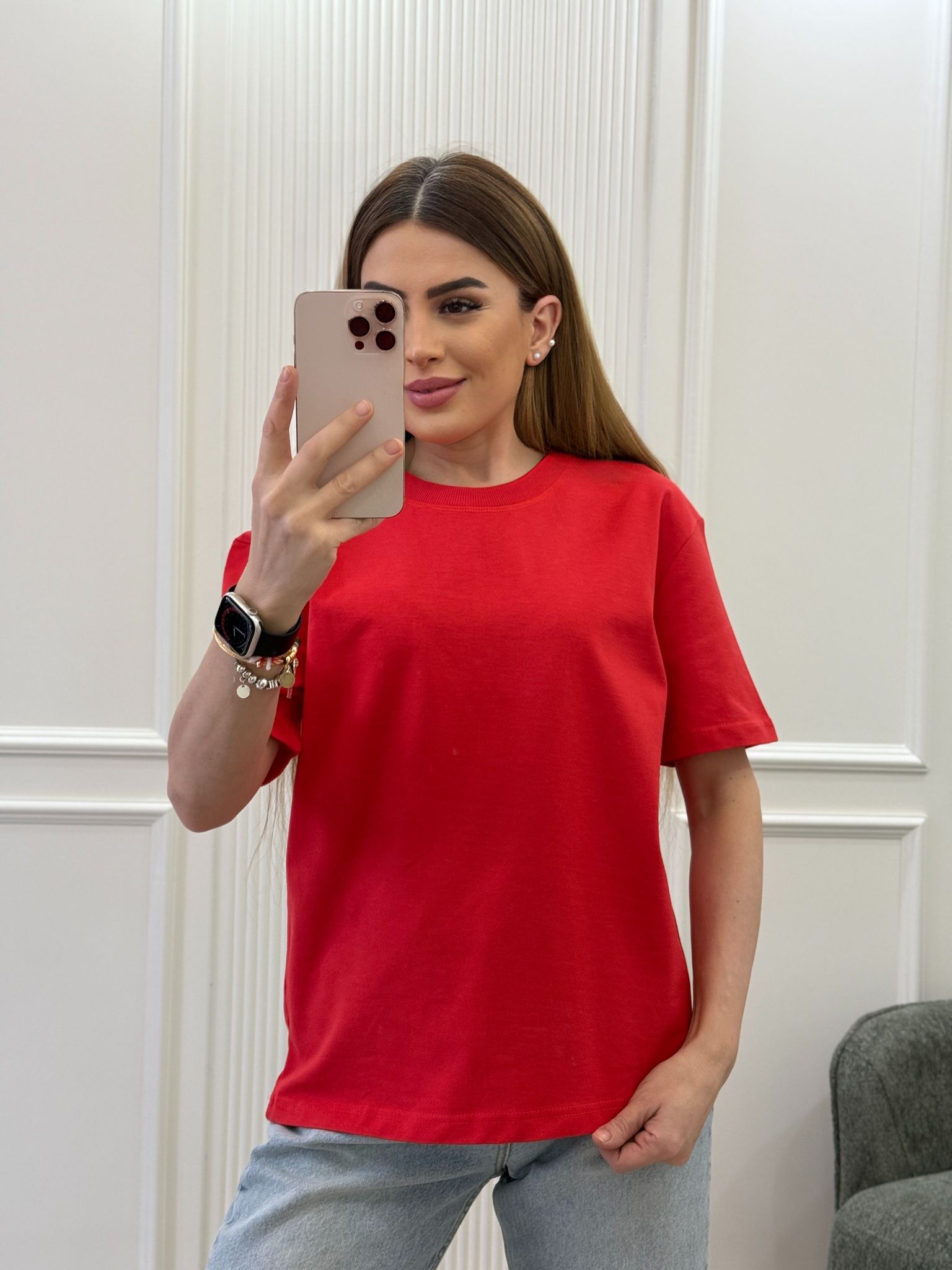 Dekoratif Dikişli Bisiklet Yaka Tişört