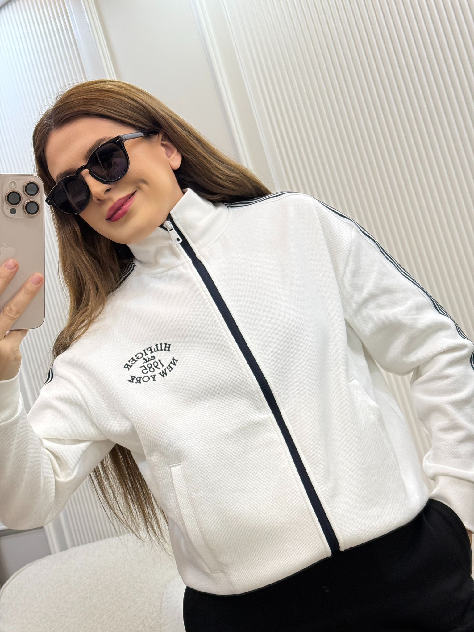 2 Renk Tam Fermuar Swetshirt