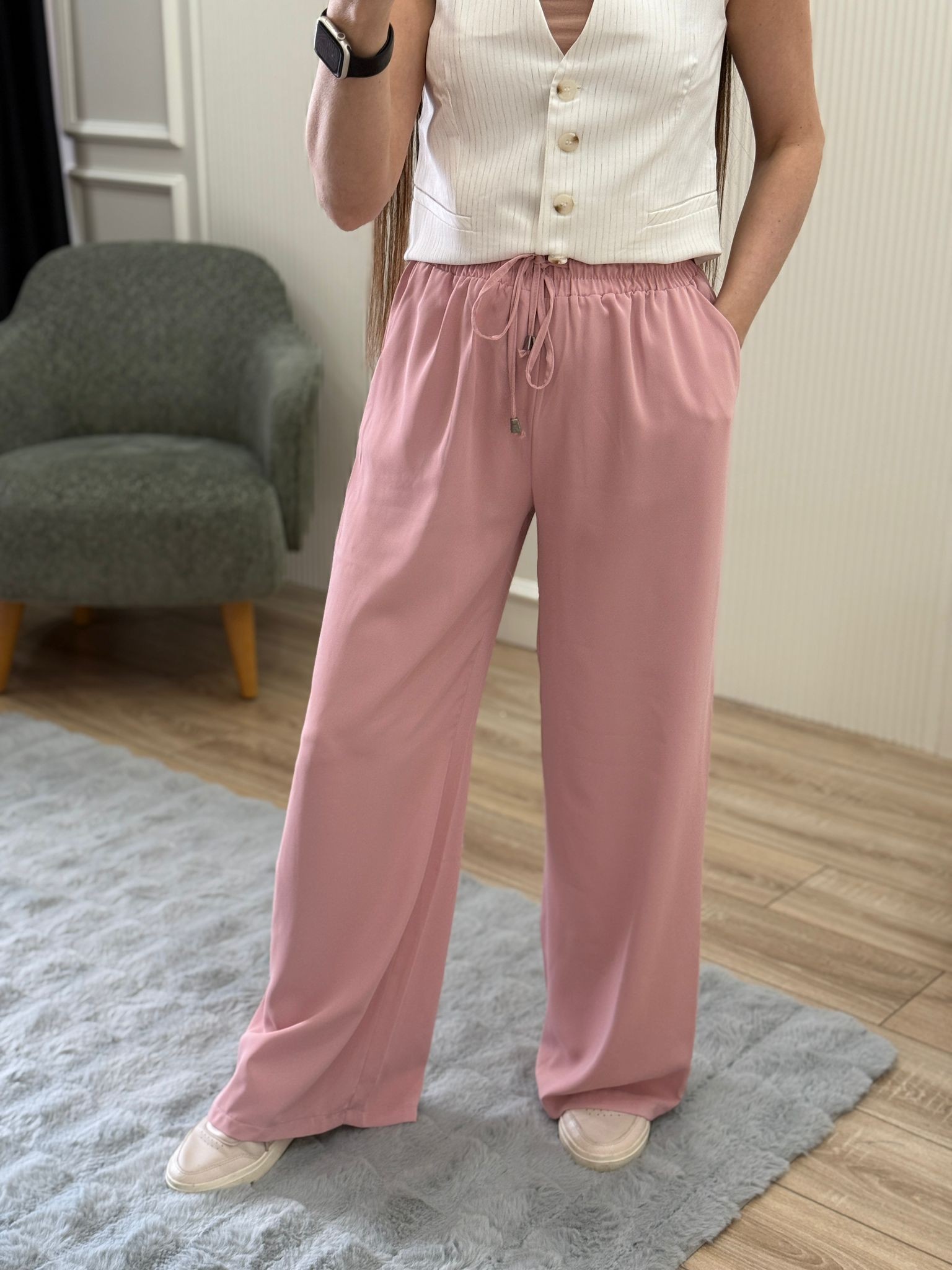 Beli Lastikli Geniş Paça Pantolon