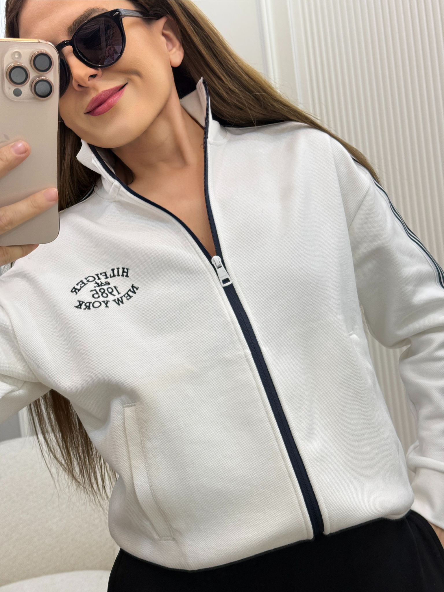 2 Renk Tam Fermuar Swetshirt