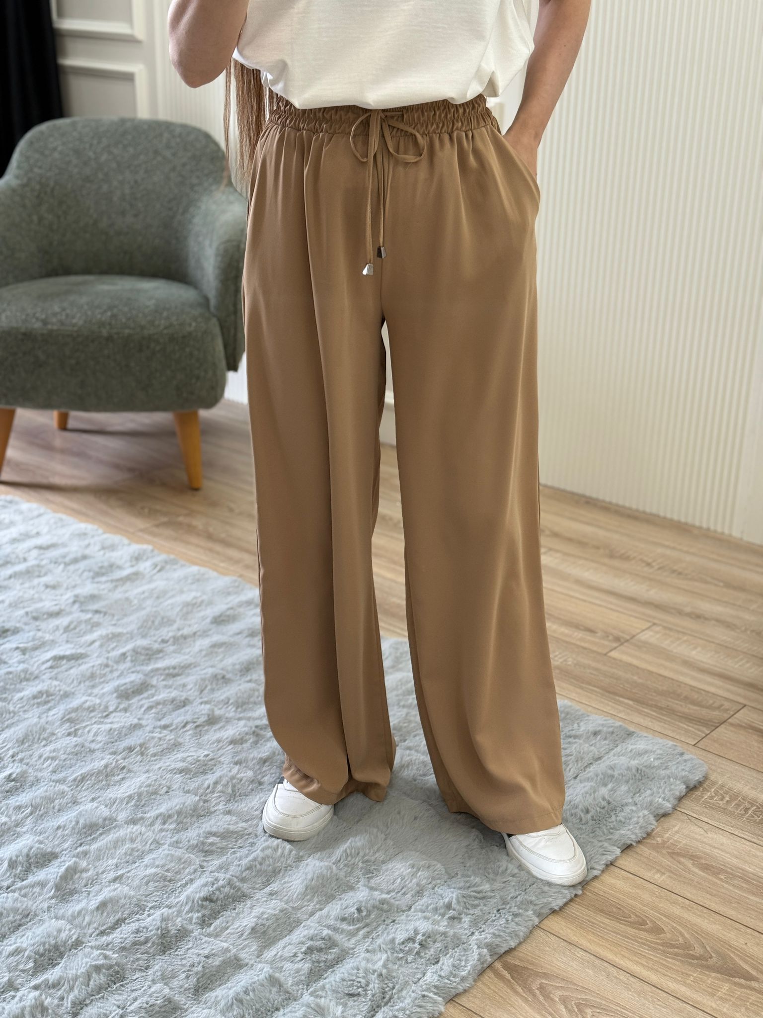 Beli Lastikli Geniş Paça Pantolon