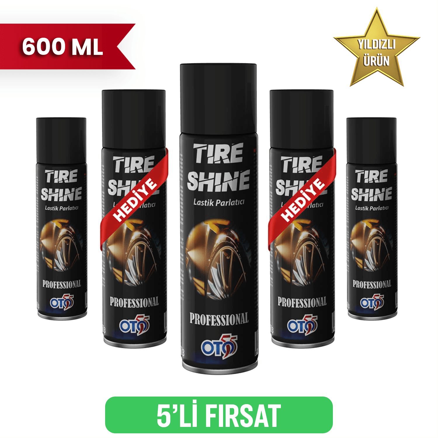 5'Lİ FIRSAT - 3 Alana 2 Bedava Lastik Parlatıcı Aerosol 600 ML